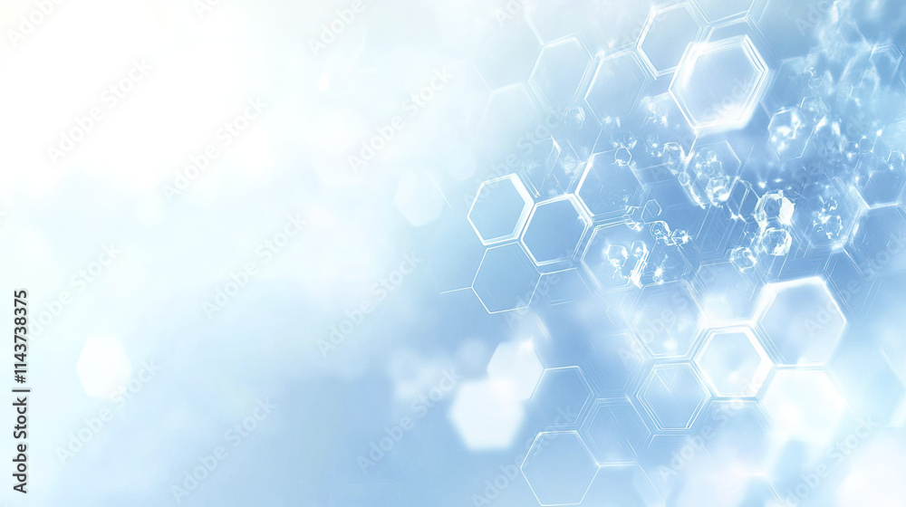 Abstract light blue background with hexagon shapes and bubbles Abstract light blue background with hexagon shapes and bubbles