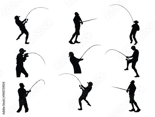 angler silhouette high vector