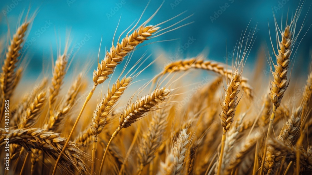 Rows of golden wheat fields sway gently under a sunny sky, showcasing nature's beauty and agricultural abundance Rows of golden wheat fields sway gently under a sunny sky, showcasing nature's beauty and agricultural abundance