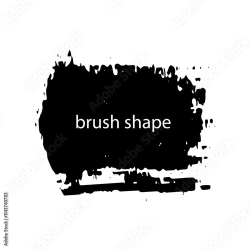 A black brush stroke grunge vector hand painted element on white background. photo