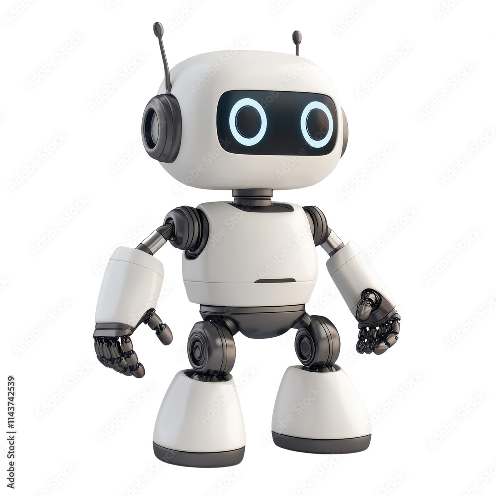 Modern 3D Robot Icon on a White Background for Technology and Innovation Design Projects and Transparent background. Modern 3D Robot Icon on a White Background for Technology and Innovation Design Projects and Transparent background.