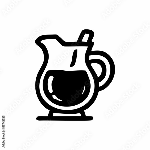 A simple black and white line art icon showing a jug or pitcher containing a liquid, possibly juice, water, or tea.