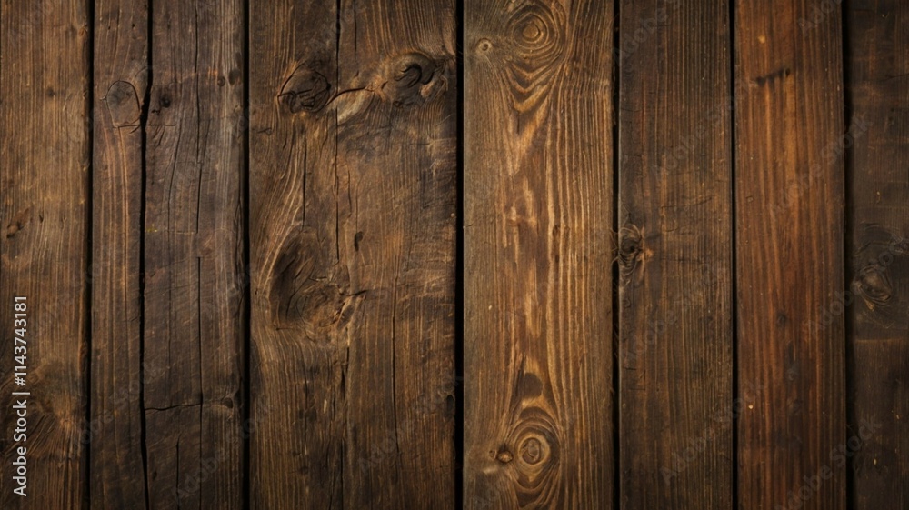Naklejka premium A close-up view of rustic wooden planks showcasing natural textures and warm tones.