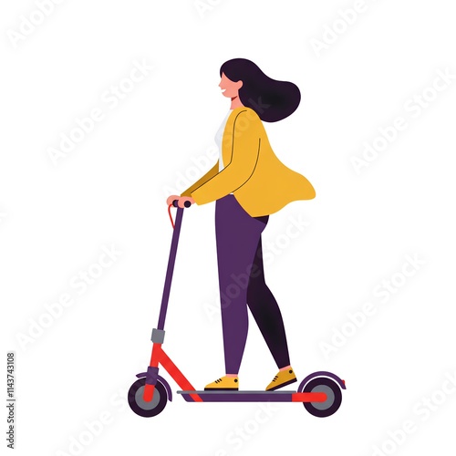 電動プッシュスクーター、電動キックボード、イラスト素材｜Electric push scooter, electric kickboard, Clip Arts