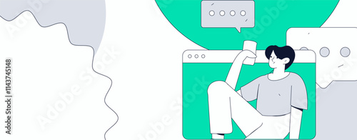 Flat vector illustration of business people operating work scene
