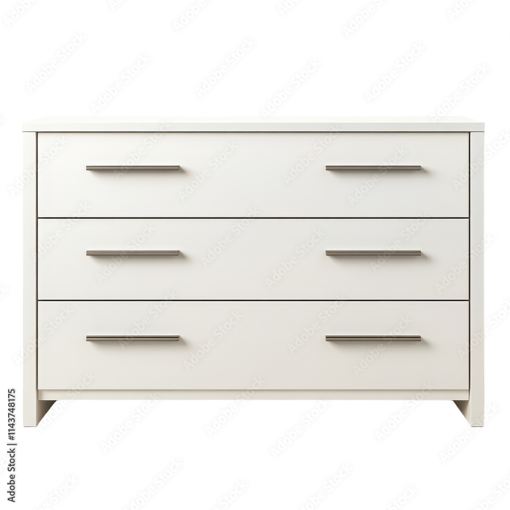 A Sleek White Dresser with Drawers Perfect for Modern Interiors and Storage Solutions and Transparent background. A Sleek White Dresser with Drawers Perfect for Modern Interiors and Storage Solutions and Transparent background.