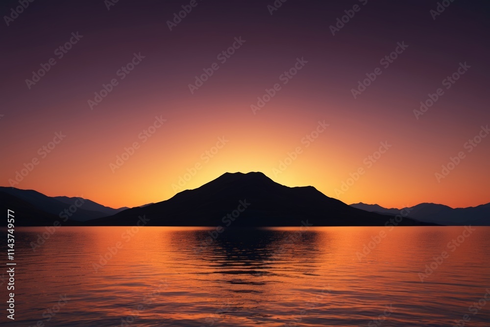 sunset over a mountain range with a body of water sunset over a mountain range with a body of water