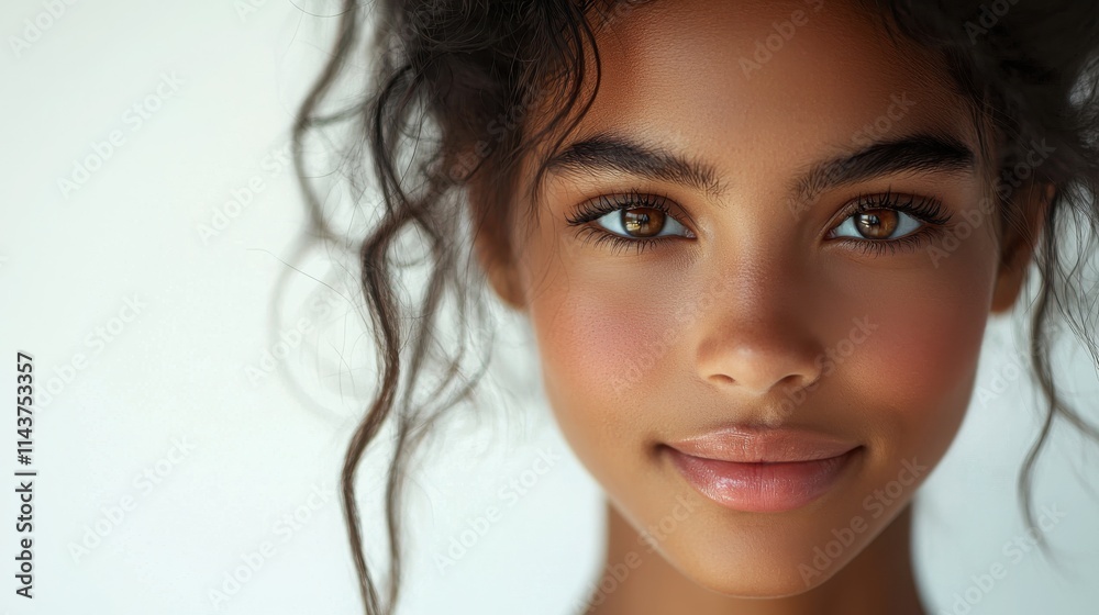 Close-Up Portrait of a Young Woman with Beautiful Natural Features Close-Up Portrait of a Young Woman with Beautiful Natural Features