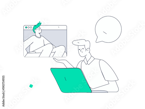 Flat vector illustration of business people operating work scene
