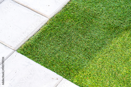 庭平板と人工芝