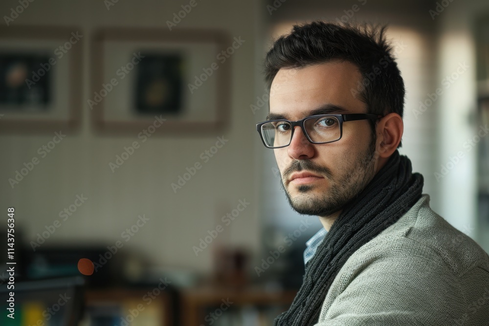 A serious man with office scenes in the background, focused expression. Soft office lighting. A serious man with office scenes in the background, focused expression. Soft office lighting.