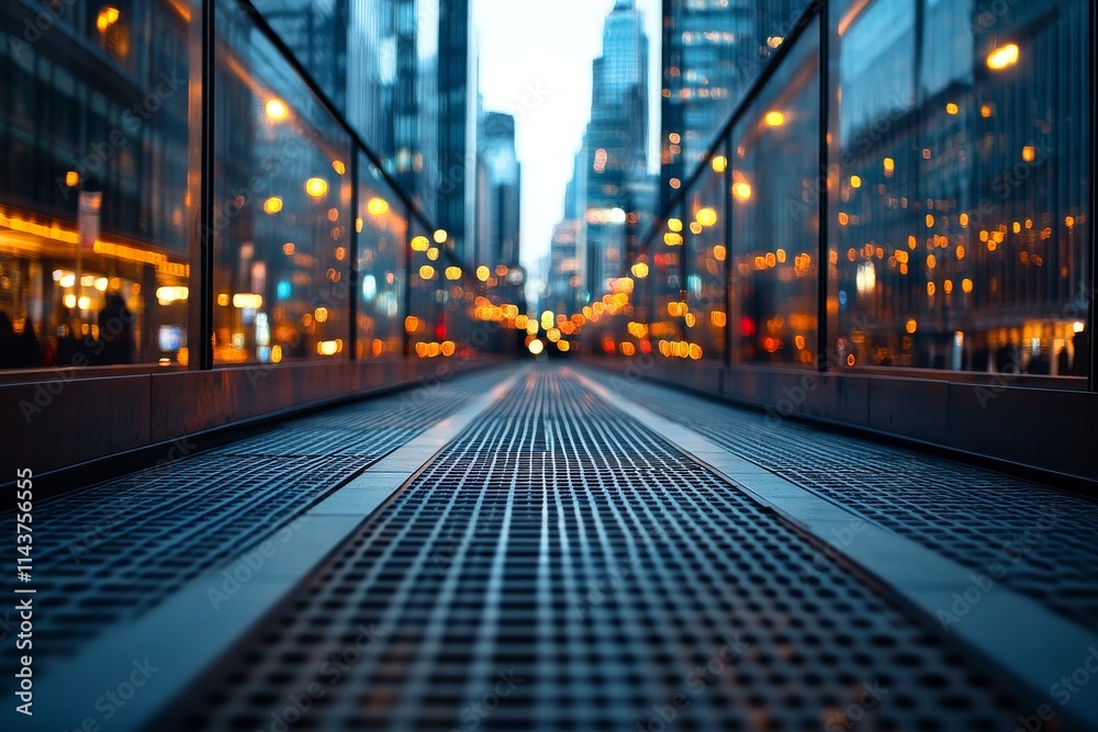 A city walkway lit by orange lights creates an inviting and serene atmosphere at dusk, featuring an industrial yet warm tone reflecting modern architecture. A city walkway lit by orange lights creates an inviting and serene atmosphere at dusk, featuring an industrial yet warm tone reflecting modern architecture.