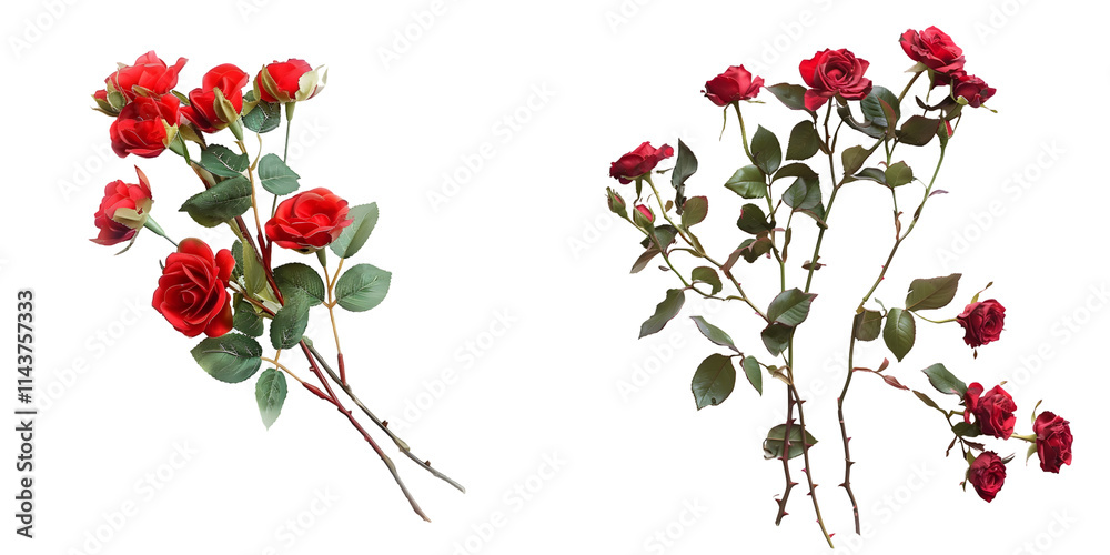 Fototapeta premium Red Roses Bunch Bouquet. Generative AI.