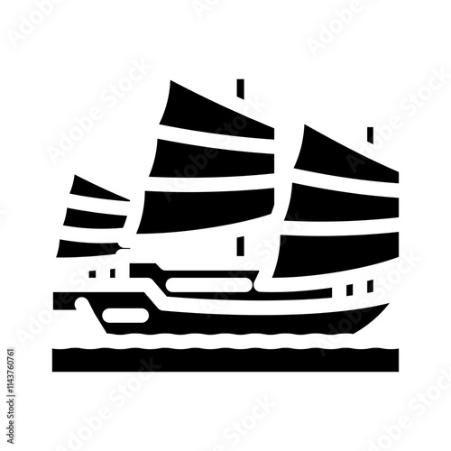junk ancient ship glyph icon vector. junk ancient ship sign. isolated symbol illustration