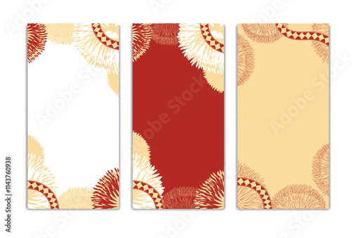 Chinese New Year 2025 abstract art templates with aster floral and snake fireworks elements vertical 7