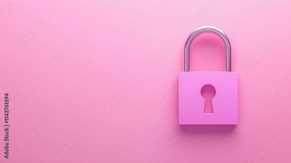 Securing digital privacy with a pink lock minimalist background modern aesthetic close-up Securing digital privacy with a pink lock minimalist background modern aesthetic close-up