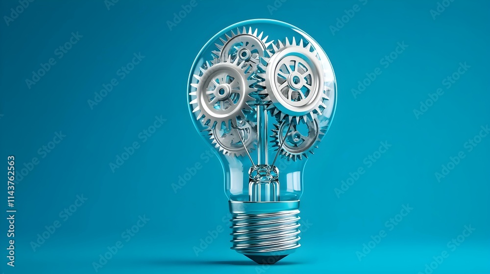 Conceptual Lightbulb with Internal Gears Symbolizing Ideas and Innovation Conceptual Lightbulb with Internal Gears Symbolizing Ideas and Innovation