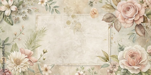 Elegant floral arrangement with a textured paper insert ideal for wedding invitations or other special announcements