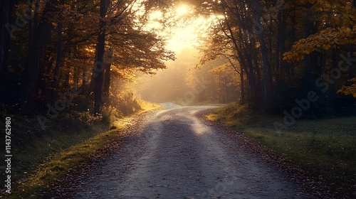 Road leading toward a sunrise with soft light illuminating the path symbolizing a hopeful new beginning
