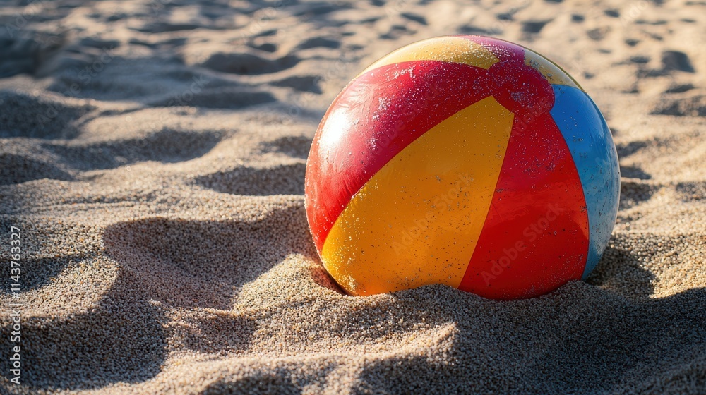Playful beach ball on sandy shore fun activity beach outdoors close-up playtime vibes Playful beach ball on sandy shore fun activity beach outdoors close-up playtime vibes