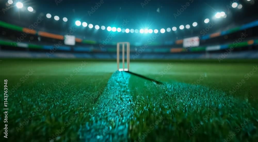 Cricket stadium background with flag and trophy.animation