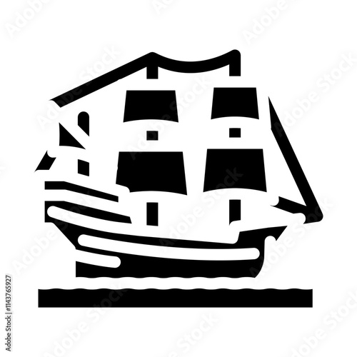 galleon ancient ship glyph icon vector. galleon ancient ship sign. isolated symbol illustration