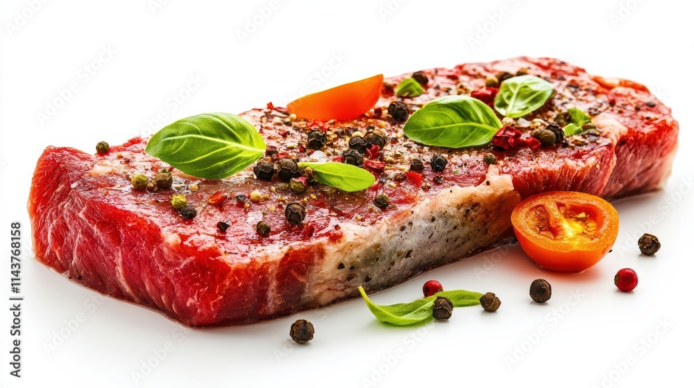Preparing fresh steak with herbs and spices modern kitchen food photography bright light Preparing fresh steak with herbs and spices modern kitchen food photography bright light