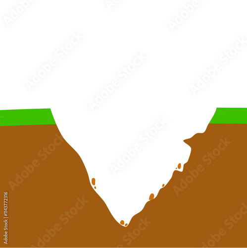 earthquake illustration with destroyed earth piece