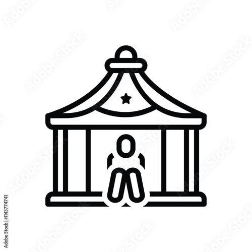Black line icon for shelter