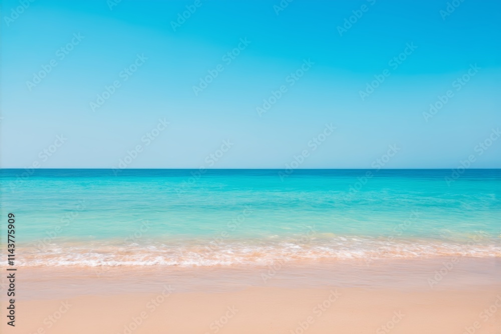 there is a blue sky and a clear ocean with a white surfboard there is a blue sky and a clear ocean with a white surfboard