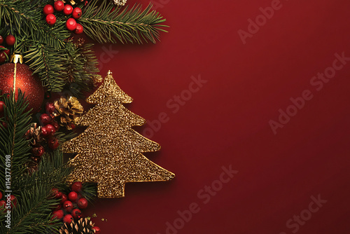 Christmas tree with festive decorations and holiday ornaments ,Generated By Ai