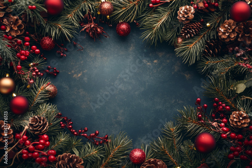 A festive Christmas greeting card featuring a decorated Christmas tree with lights, ornaments, and a star celebrating the holiday season and New Year, Generated By Ai