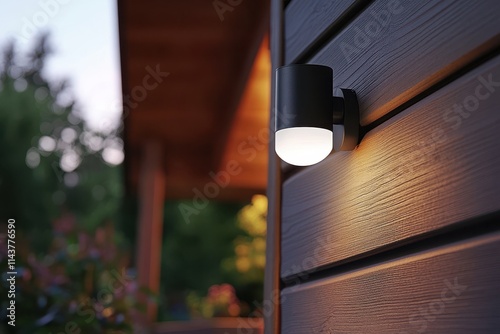 An outdoor wall mounted motion sensor security light photo