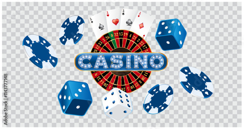 vector gambling illustration in blue colors