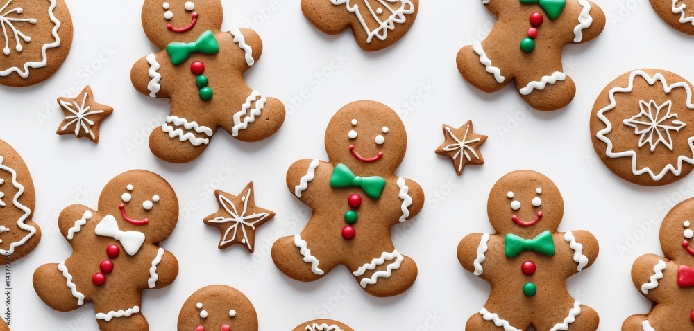 A plate of gingerbread cookies with icing decorations for Christmas celebrations A plate of gingerbread cookies with icing decorations for Christmas celebrations