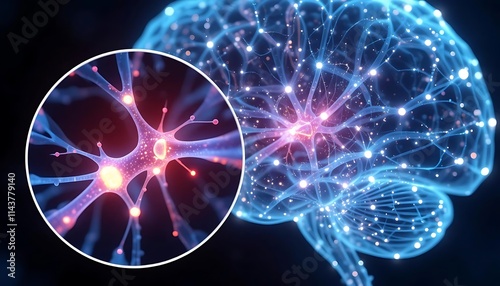 Neural Network Visualization with Glowing Brain Details