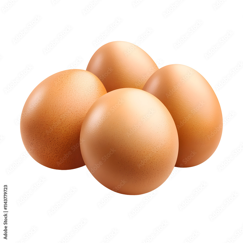Four Brown Eggs Isolated on White Background, Perfect for Culinary Uses Four Brown Eggs Isolated on White Background, Perfect for Culinary Uses