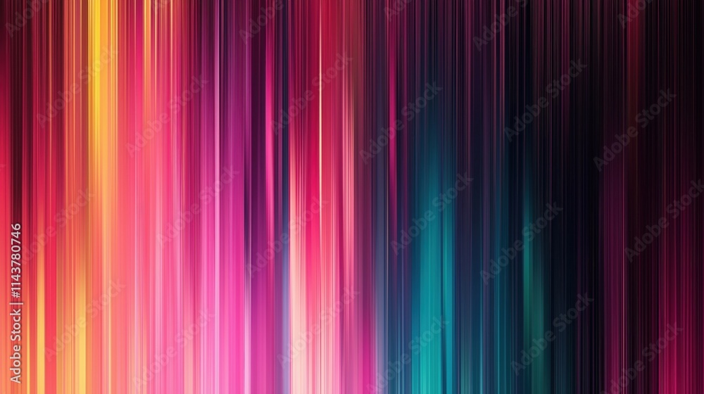 A vibrant background featuring vertical stripes in shades of pink, purple, and blue.