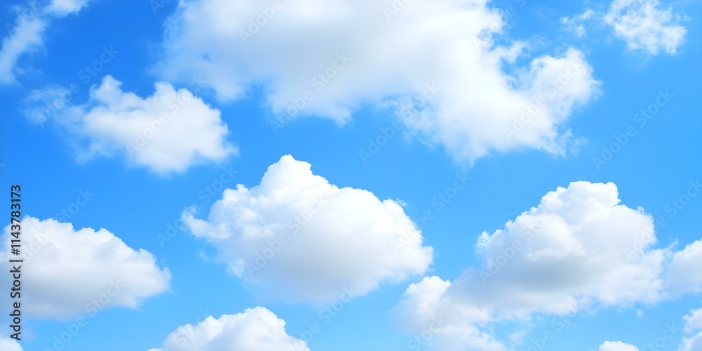 A bright blue sky with fluffy white clouds scattered throughout. Concept Bright Blue Sky, Fluffy White Clouds, Outdoor Scenery, Natural Beauty, Daylight Atmosphere A bright blue sky with fluffy white clouds scattered throughout. Concept Bright Blue Sky, Fluffy White Clouds, Outdoor Scenery, Natural Beauty, Daylight Atmosphere
