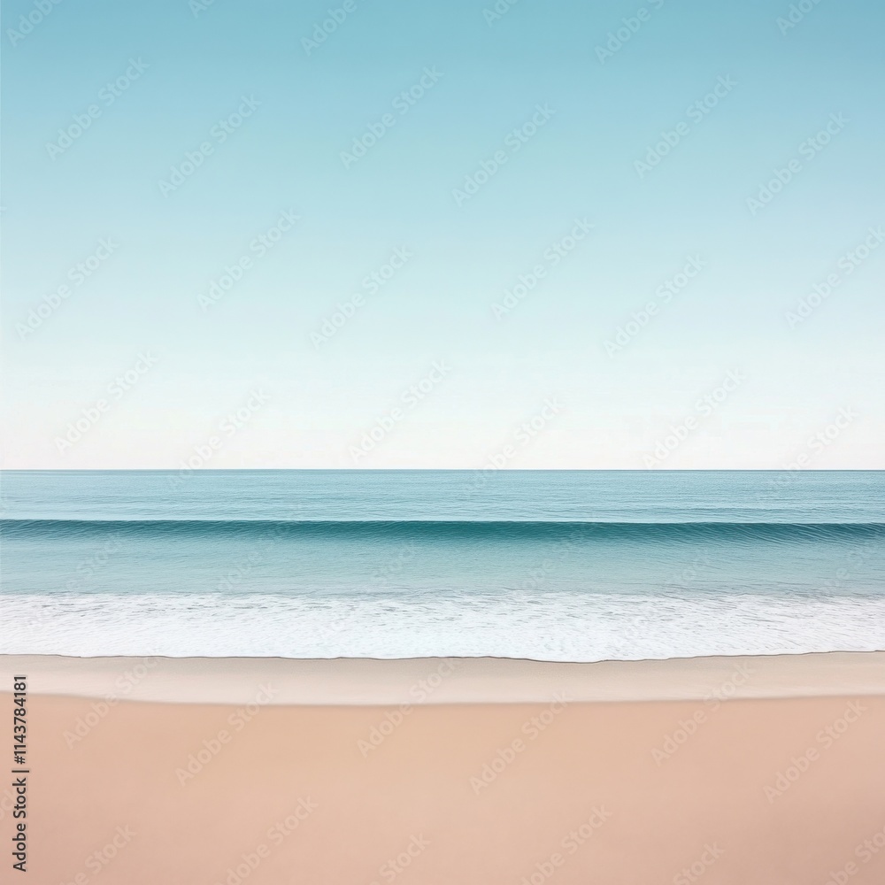 Tranquil Coastal Landscape with Clear Blue Water and Soft Sandy Shoreline Under a Calm Pale Sky During Daytime Hours for Relaxation and Serenity Tranquil Coastal Landscape with Clear Blue Water and Soft Sandy Shoreline Under a Calm Pale Sky During Daytime Hours for Relaxation and Serenity