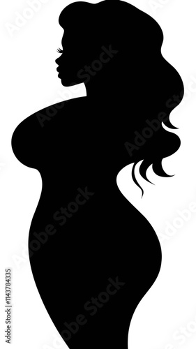 Elegant Curvy Woman Silhouette Vector Art Symbolizing Beauty and Femininity