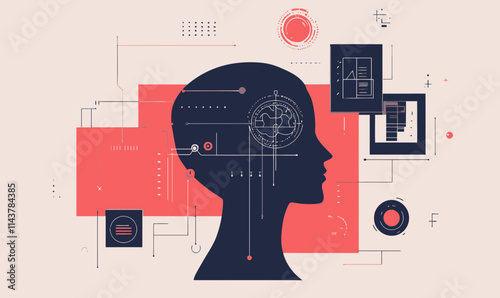 Artificial Intelligence Content Creation Concept Minimalist Vector Design