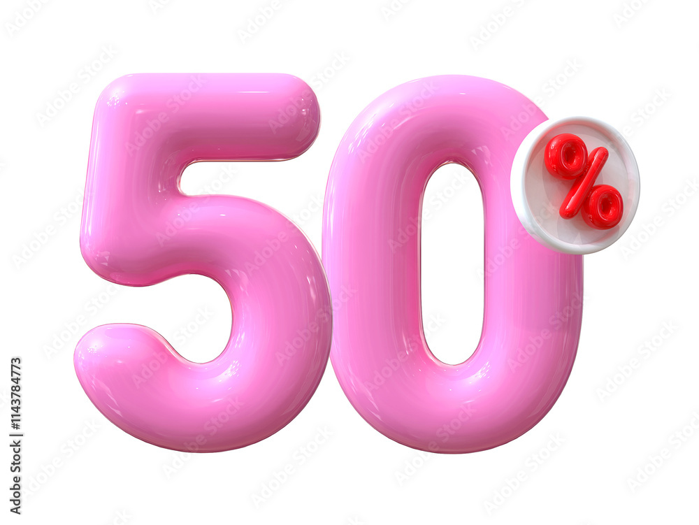 50 Percent Pink Balloon offer in 3d 50 Percent Pink Balloon offer in 3d