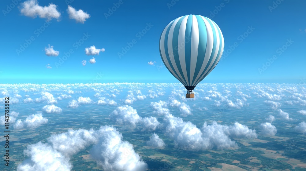 Obraz premium A hot air balloon soaring above a vast landscape symbolizing freedom and limitless potential in the sky