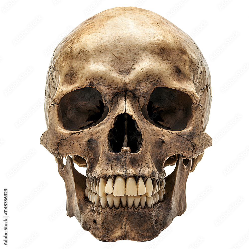 Human Skull, Detailed Anatomy, Isolated on White Background, Transparent Background Human Skull, Detailed Anatomy, Isolated on White Background, Transparent Background