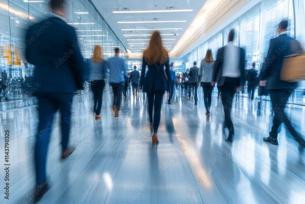 Dynamic Business Atmosphere with Professionals Walking in Office Dynamic Business Atmosphere with Professionals Walking in Office