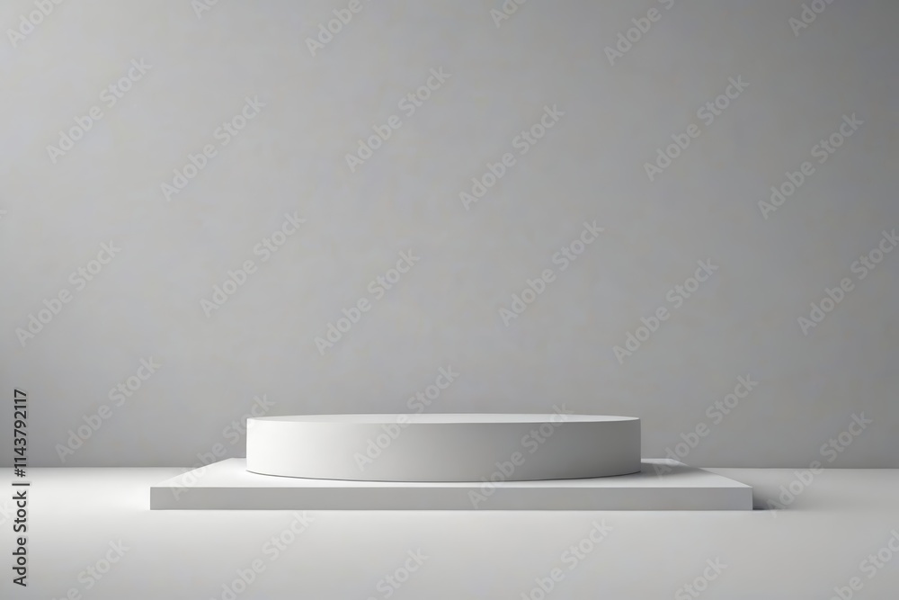 a white pedestal stands on a white surface in a room a white pedestal stands on a white surface in a room