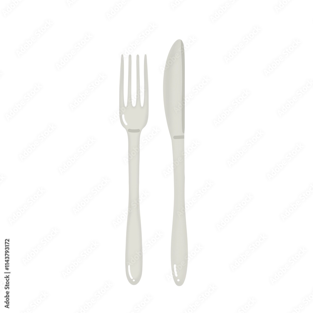 シンプルなナイフとフォークのイラストレーション 銀食器 シンプルなナイフとフォークのイラストレーション 銀食器