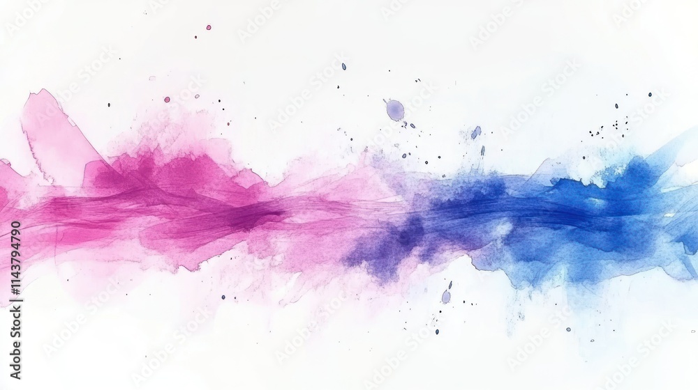 Fototapeta premium Abstract watercolor splash in pink and blue hues.