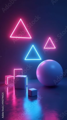 Futuristic Neon Geometric Shapescape photo